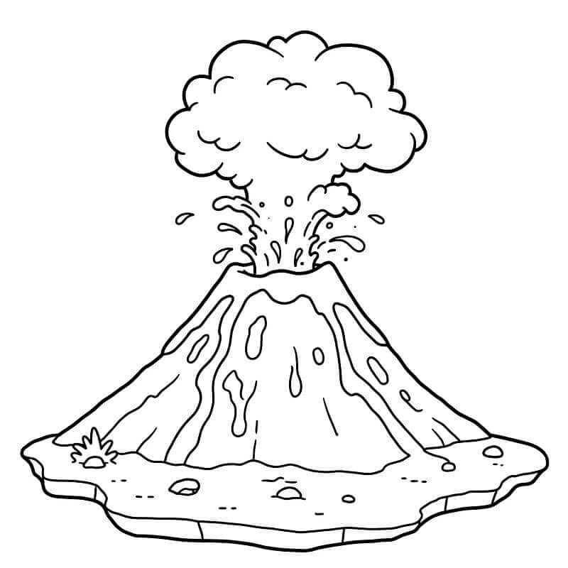 Bedava Volkan Çocuklar İçin Boyama Sayfası