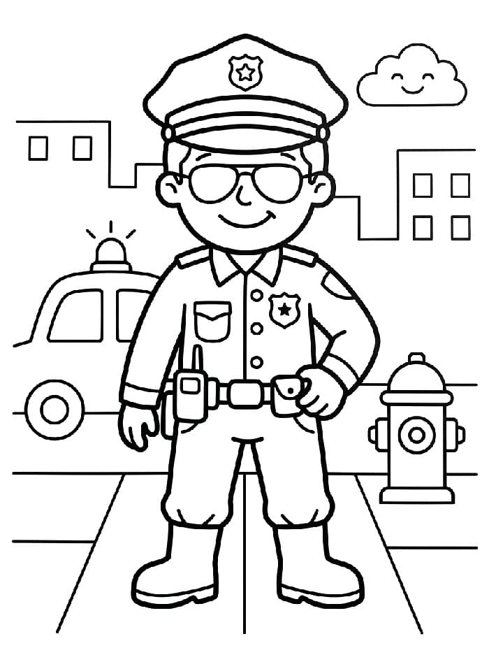 Bedava Yazdırılabilir Polis Boyama Sayfası