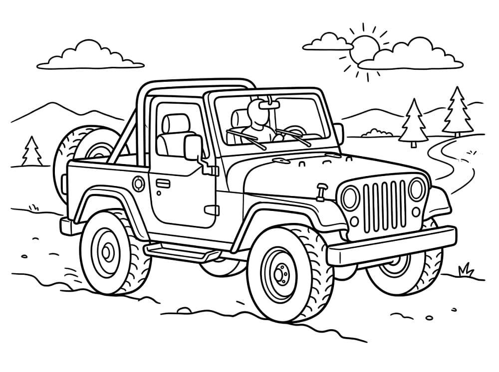 Bir Jeep Boyama Sayfası
