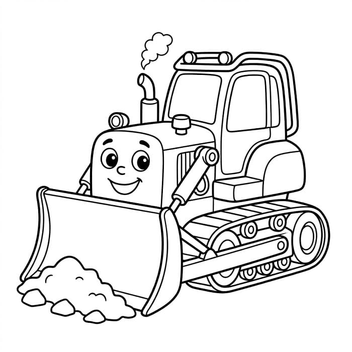 Çizgi Buldozer Boyama Sayfası