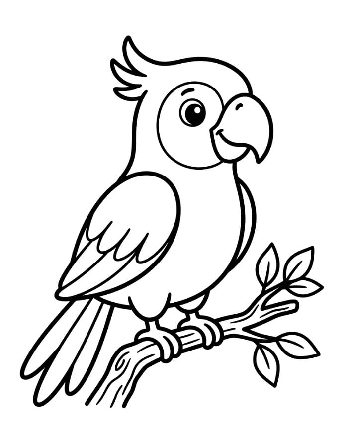 Çok Sevimli Papağan Boyama Sayfası