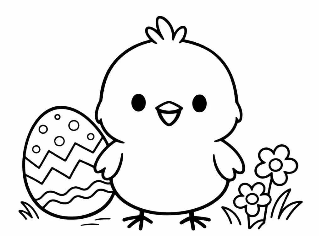 Çok Sevimli Paskalya Civcivi Boyama Sayfası
