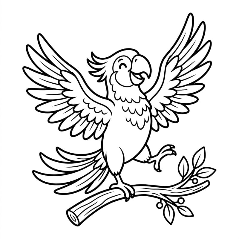 Dans Eden Papağan Boyama Sayfası