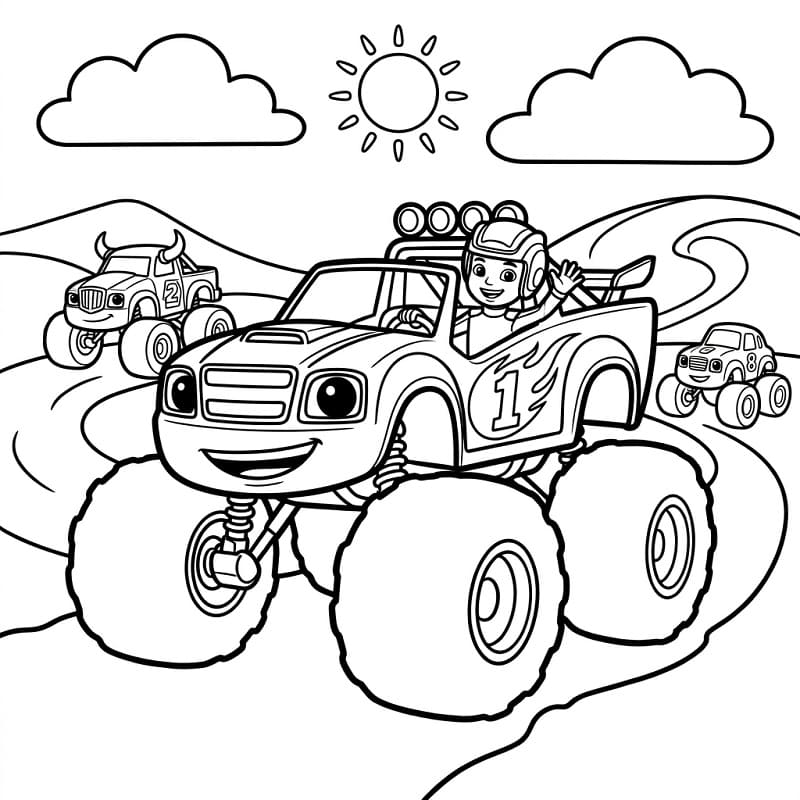 Harika Blaze ve Yol Canavarları Boyama Sayfası