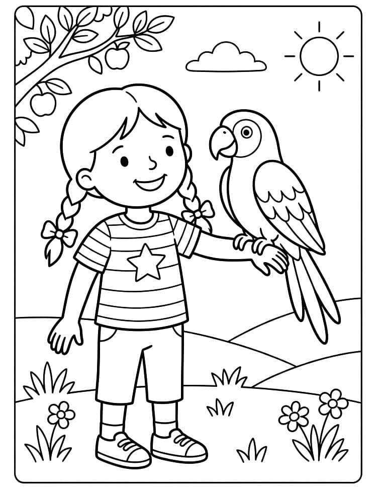 Havalı Papağan Boyama Sayfası