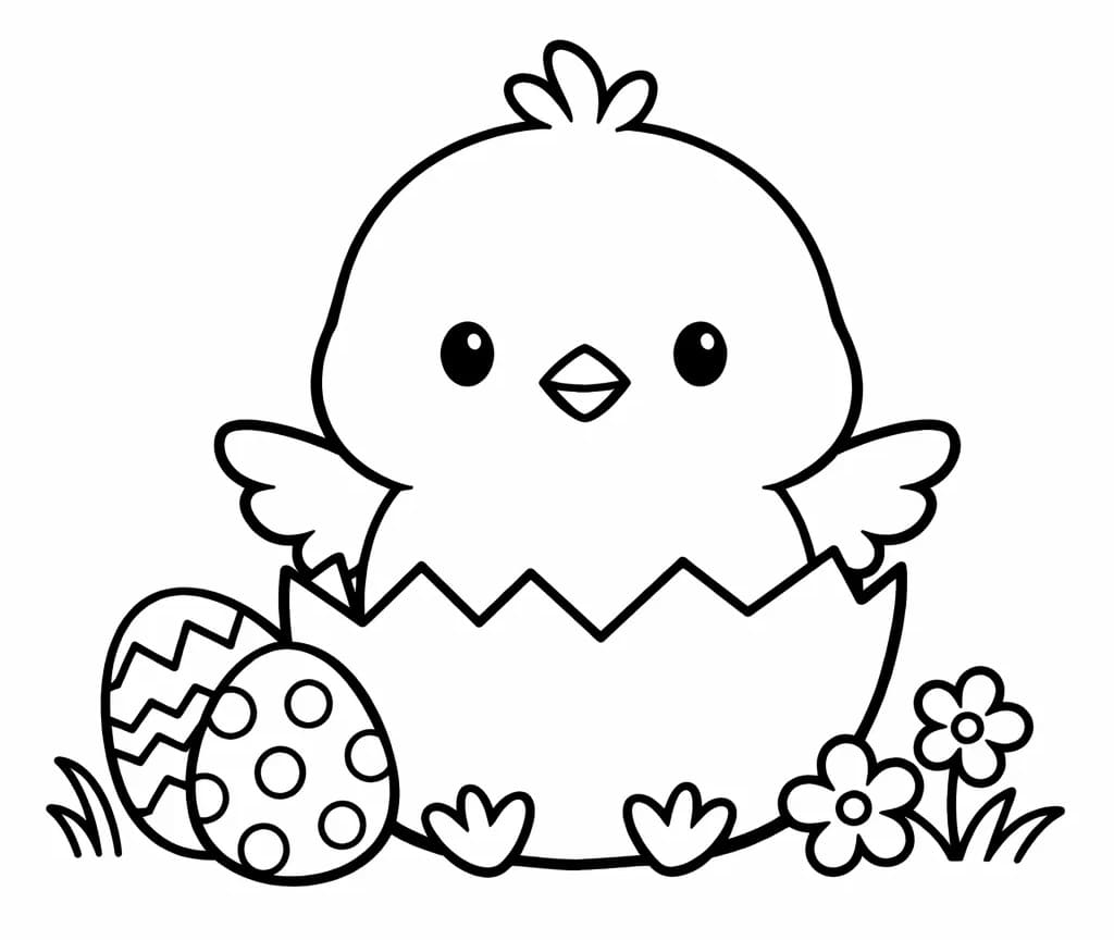 Hoş Paskalya Civcivi Boyama Sayfası
