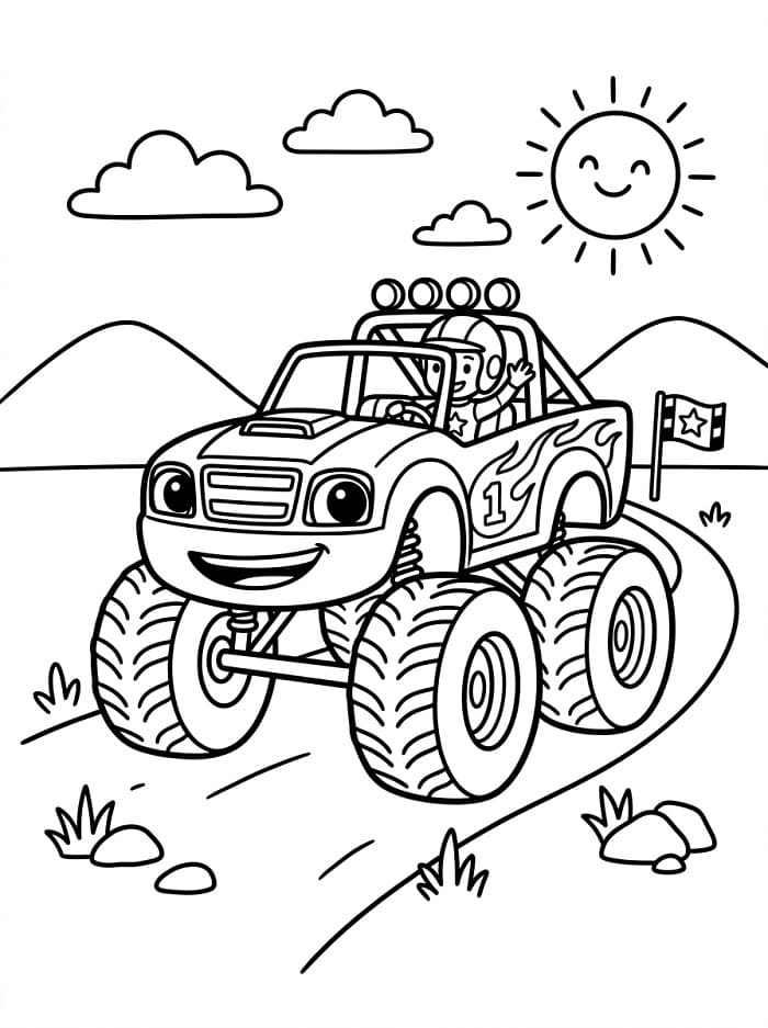 Kolay Blaze ve Yol Canavarları Boyama Sayfası