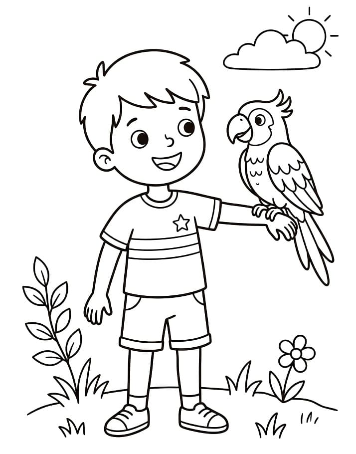 Kolay Papağan Boyama Sayfası