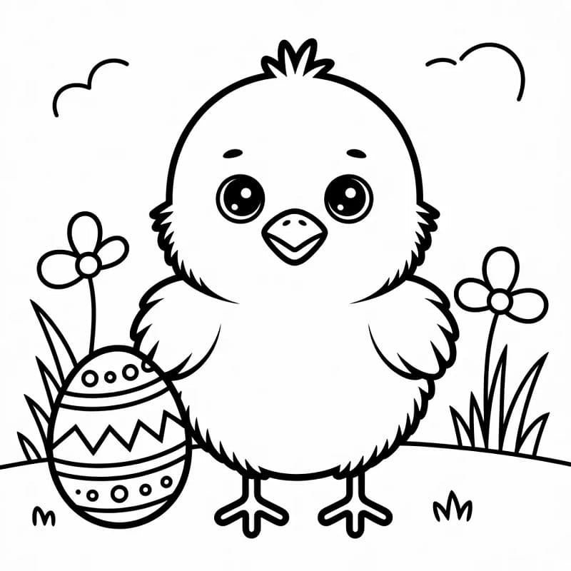 Küçük Paskalya Civcivi Boyama Sayfası