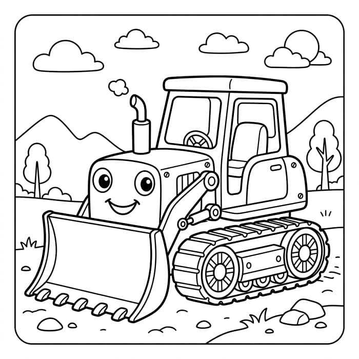 Mutlu Buldozer Boyama Sayfası