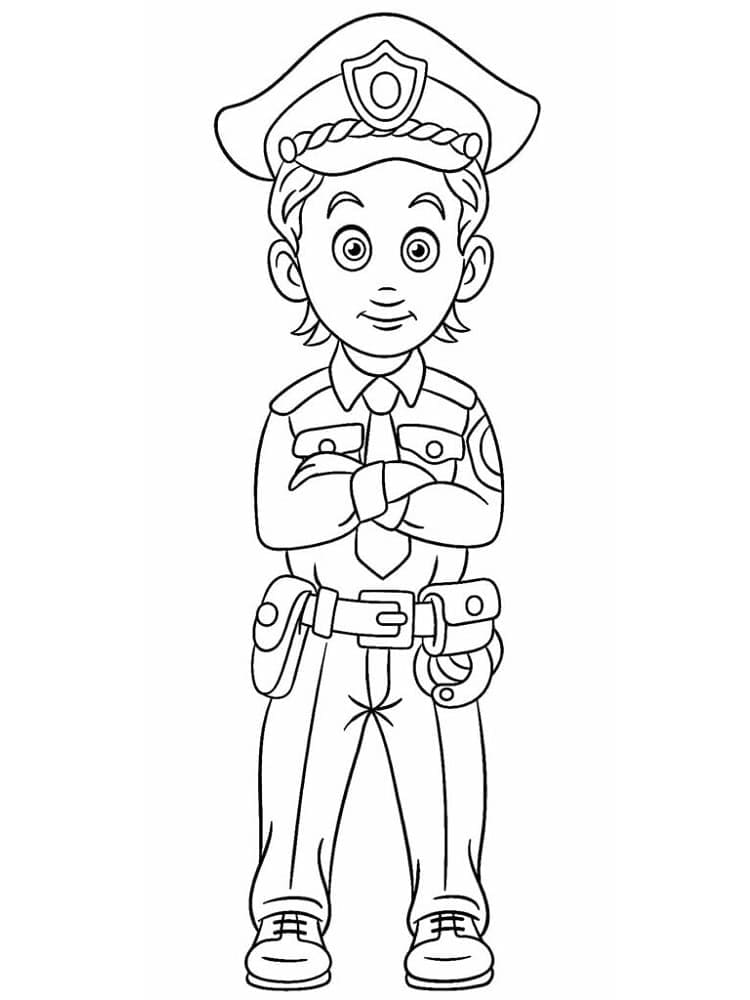 Polis 4 Yaş Çocuklar İçin Boyama Sayfası