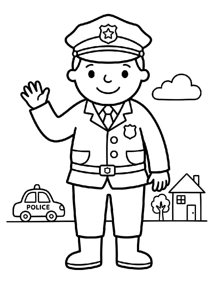 Polis Çalışıyor Boyama Sayfası