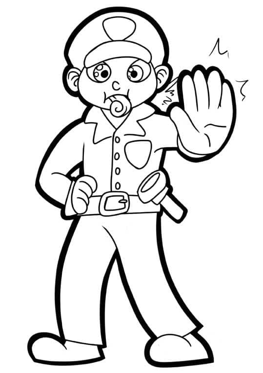 Polis Yazdırılabilir Resim Boyama Sayfası