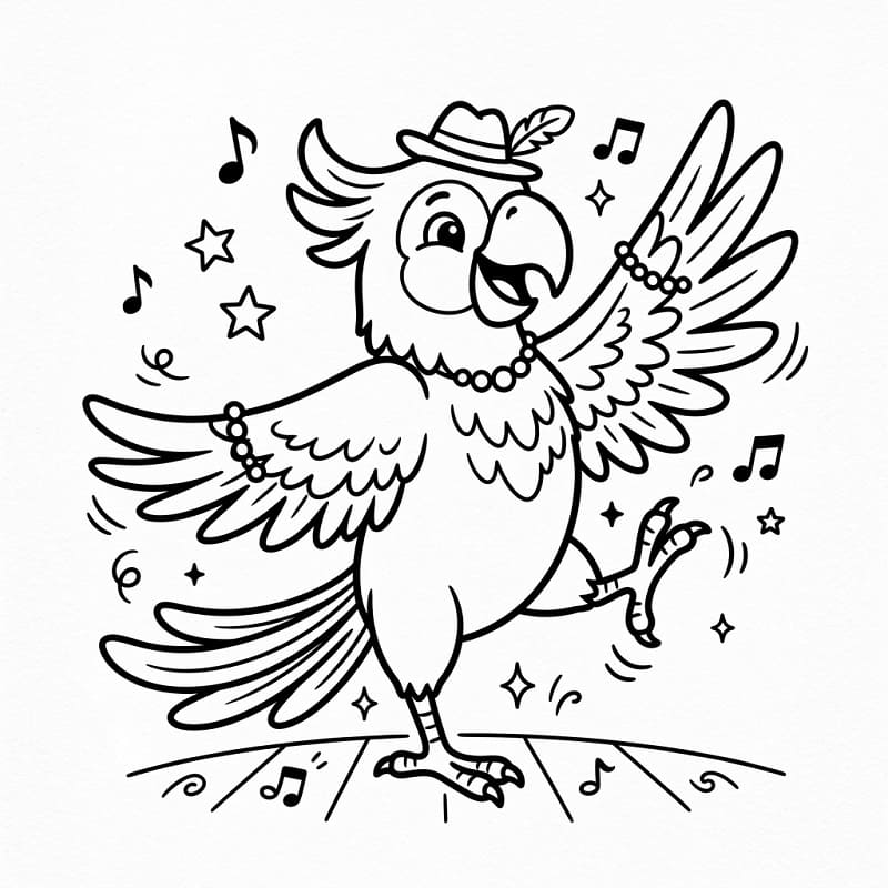 Sevimli Papağan Boyama Sayfası