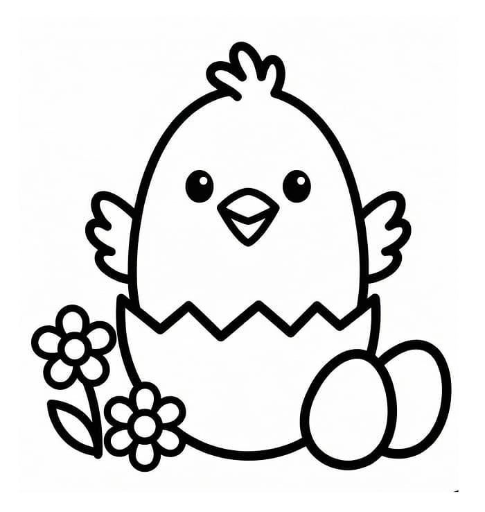 Sevimli Paskalya Civcivi Boyama Sayfası