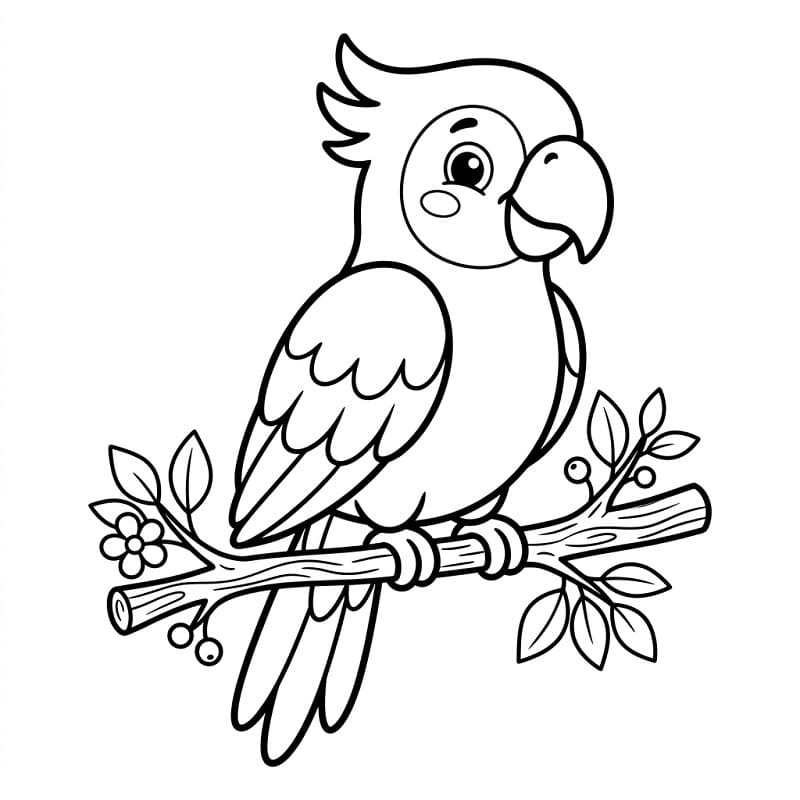 Tatlı Papağan Boyama Sayfası