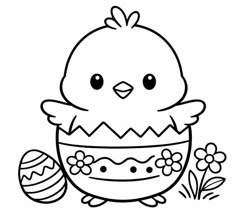Tatlı Paskalya Civcivi Boyama Sayfası