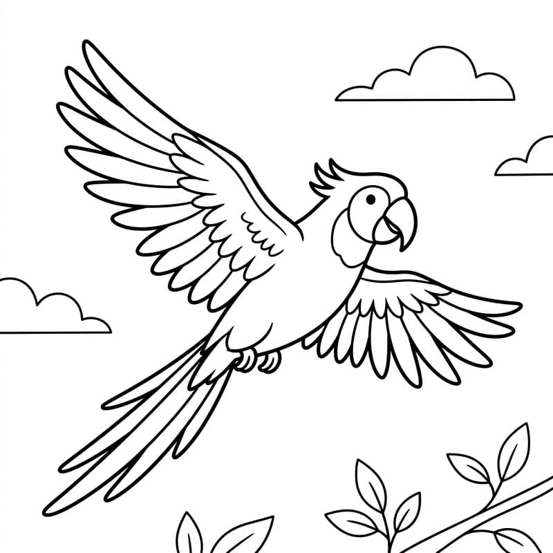 Uçan bir papağan Boyama Sayfası