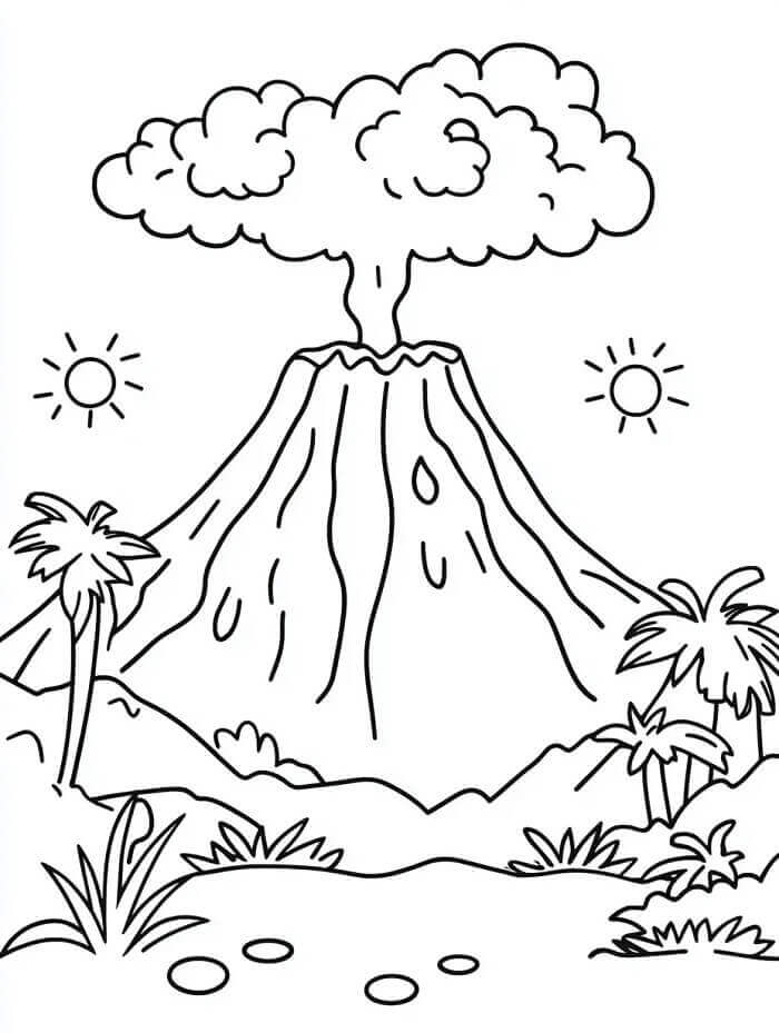 Yanardağ (Volkan) Boyama Sayfaları