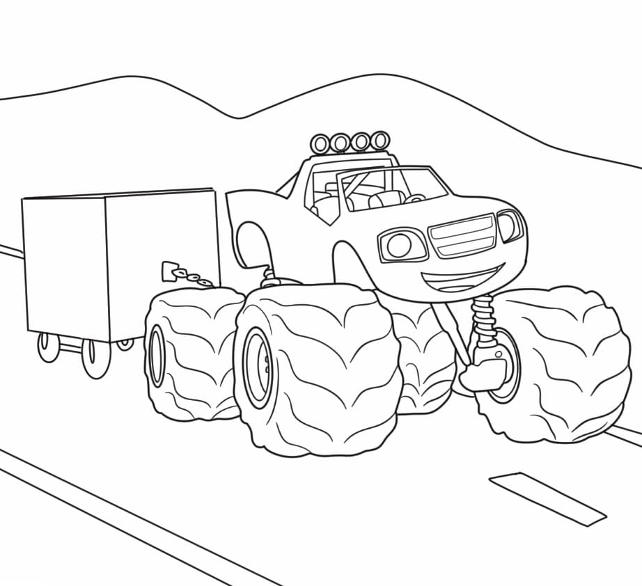 Yazdırılabilir Blaze ve Yol Canavarları içeriği Boyama Sayfası