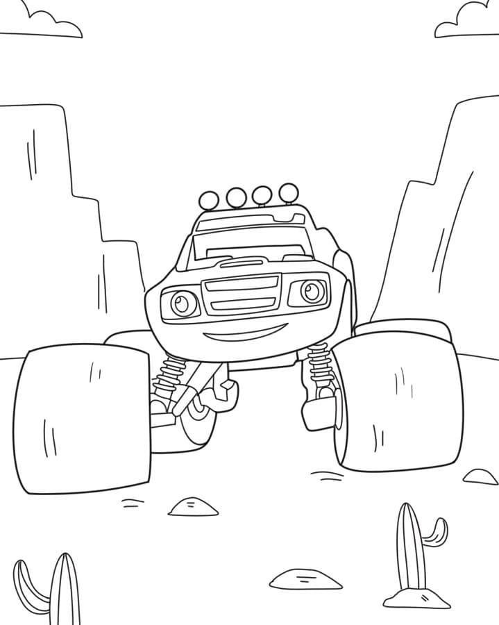 Yazdırılabilir Blaze ve Yol Canavarları Boyama Sayfası