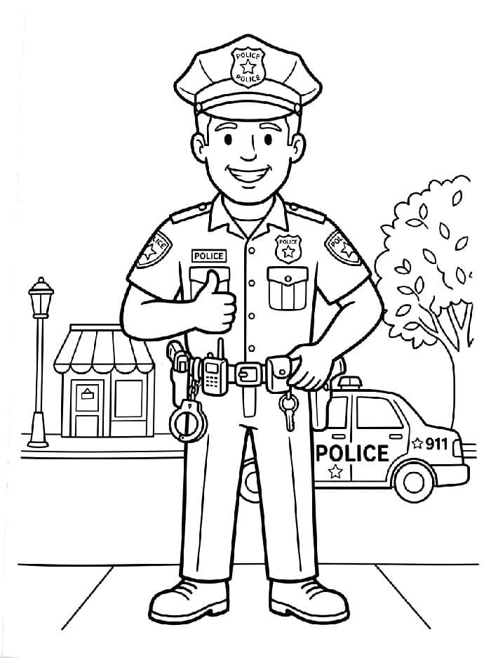 Yazdırılabilir Polis Boyama Sayfası