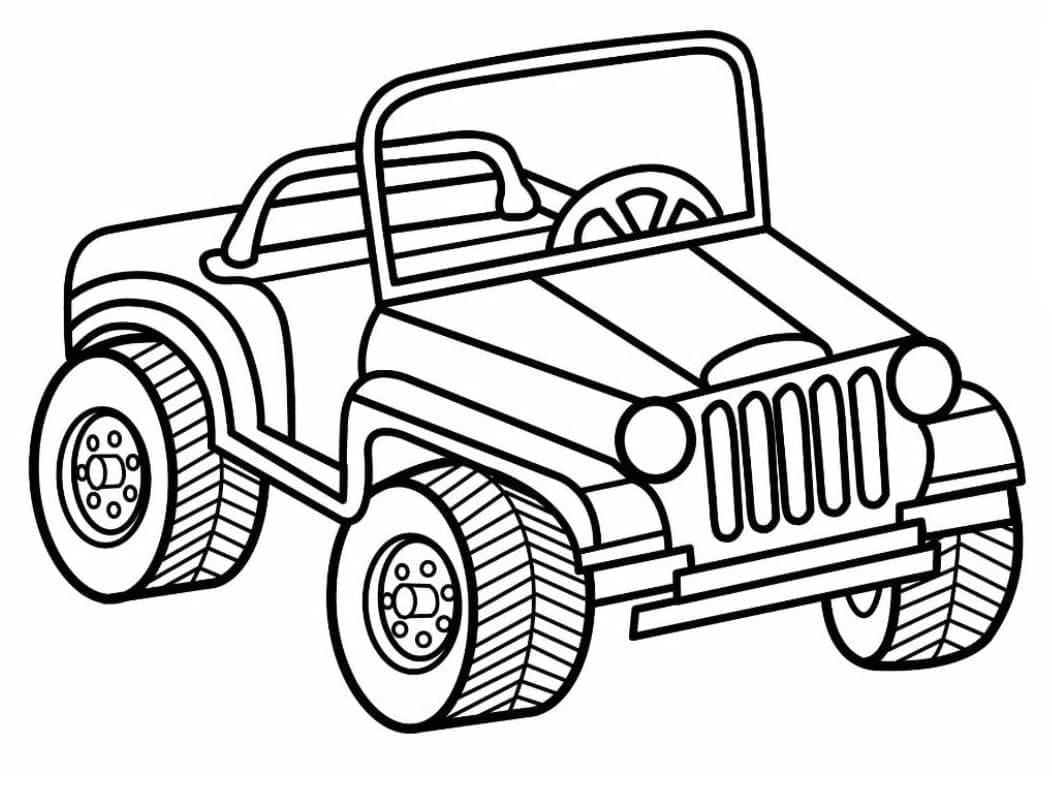 Yolda Jeep Araba Boyama Sayfası