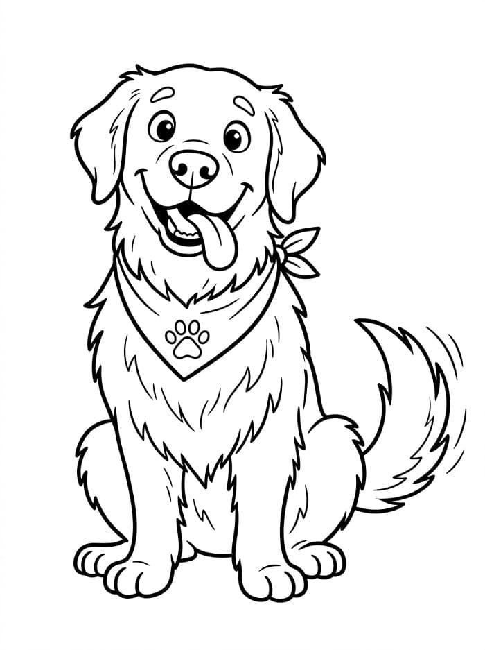 Animasyonlu Golden Retriever Boyama Sayfası