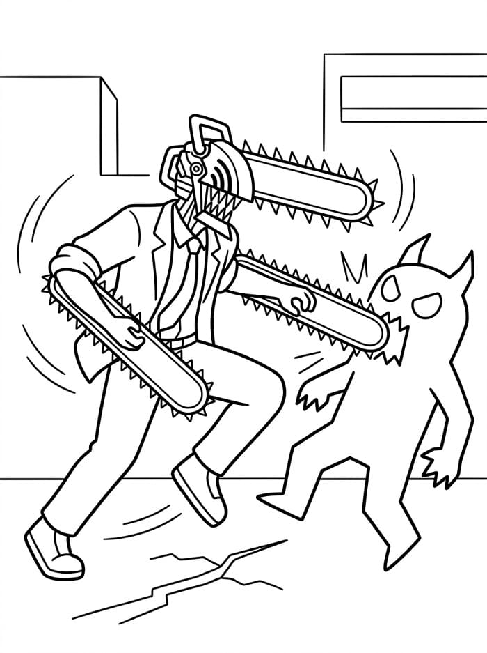 Basit Chainsaw Man Boyama Sayfası