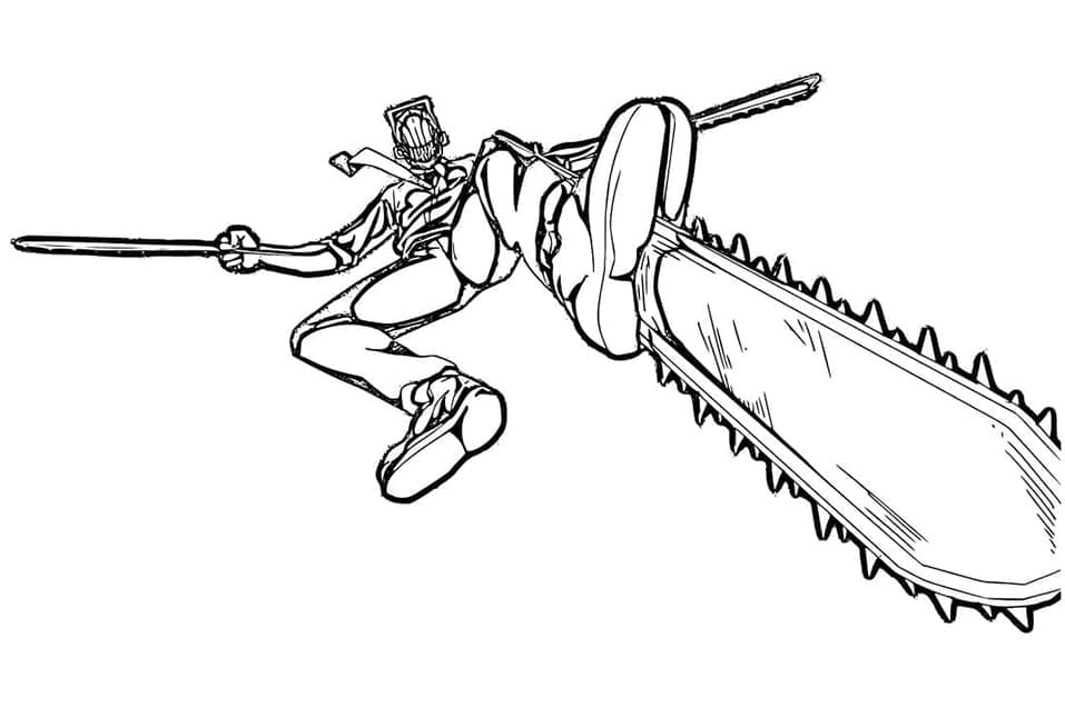 Bedava Chainsaw Man Çocuklar İçin Boyama Sayfası