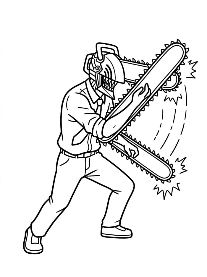 Bedava Yazdırılabilir Chainsaw Man Boyama Sayfası