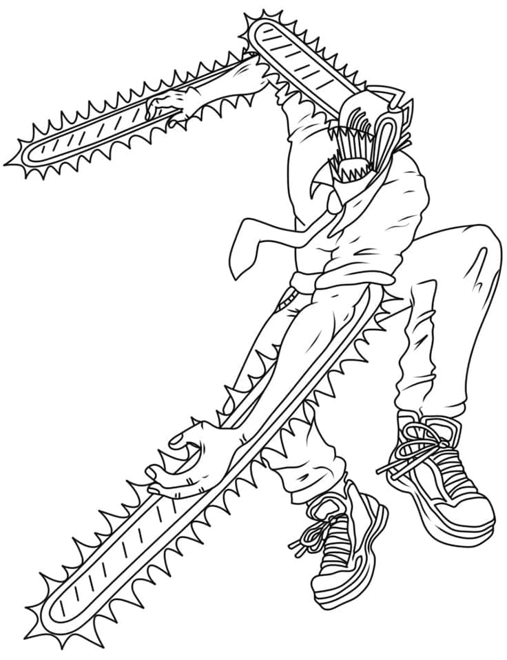 Chainsaw Man 2 Yaş Çocuklar İçin Boyama Sayfası