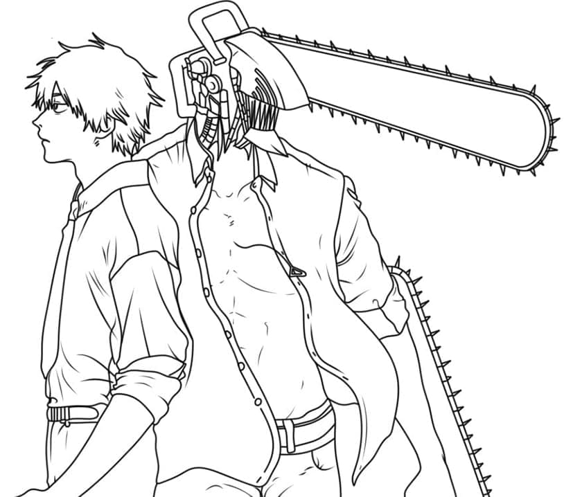 Chainsaw Man 3 Yaş Çocuklar İçin Boyama Sayfası