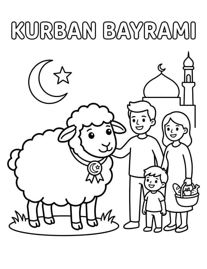 Çocuklar İçin Kurban Bayramı Boyama Sayfası