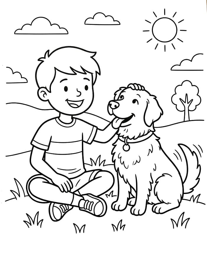 Çok Sevimli Golden Retriever Boyama Sayfası
