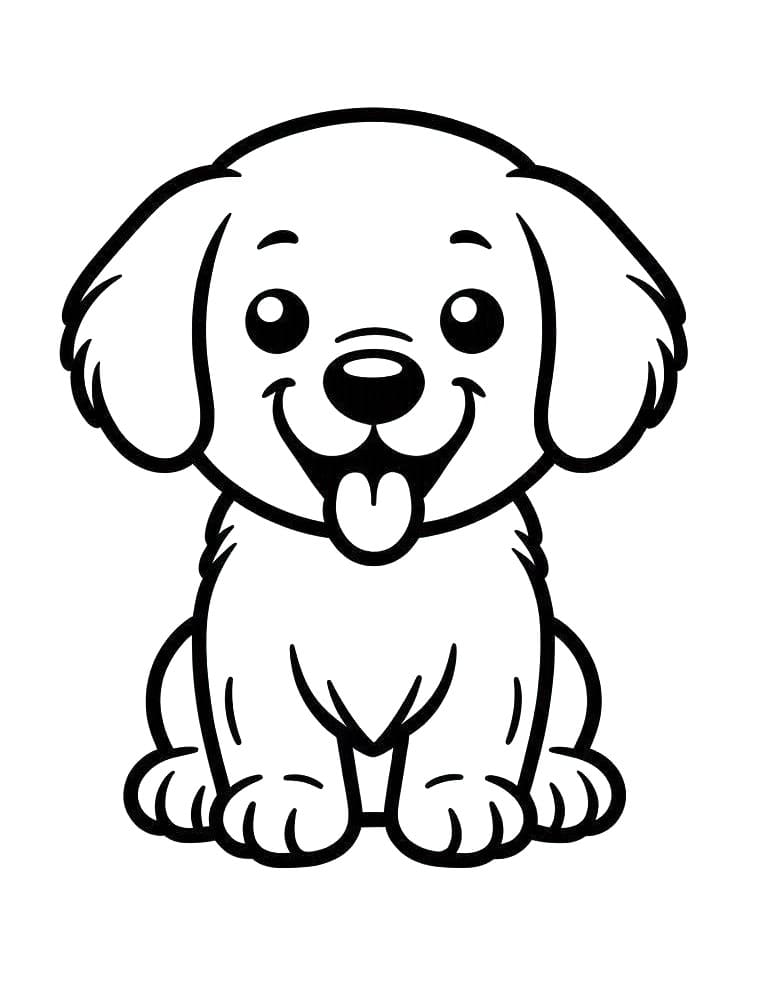 Golden Retriever 1 Yaş Çocuklar İçin Boyama Sayfası