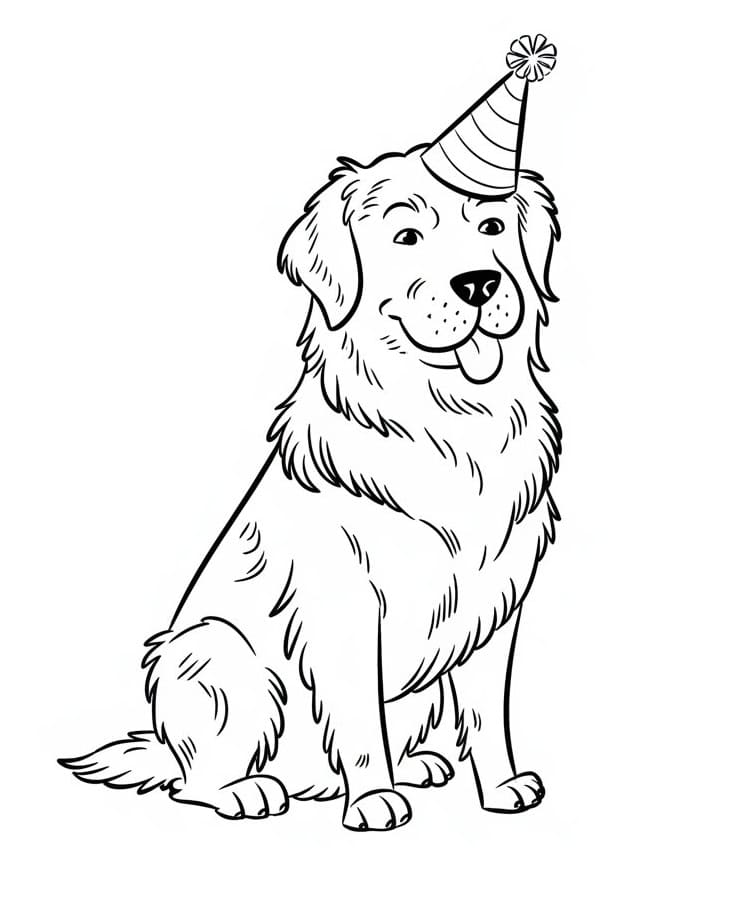 Golden Retriever 2 Yaş Çocuklar İçin Boyama Sayfası