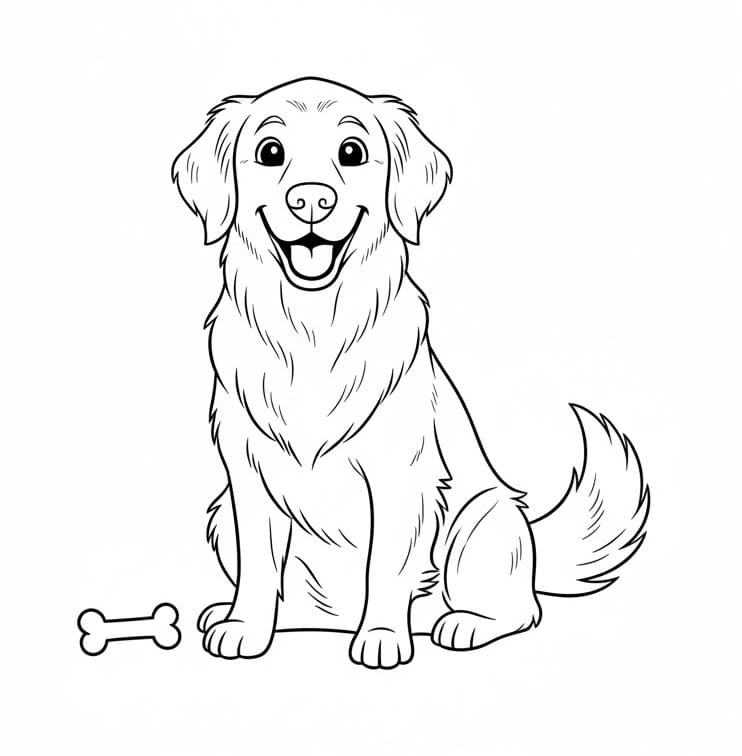 Golden Retriever Bedava Boyama Sayfası