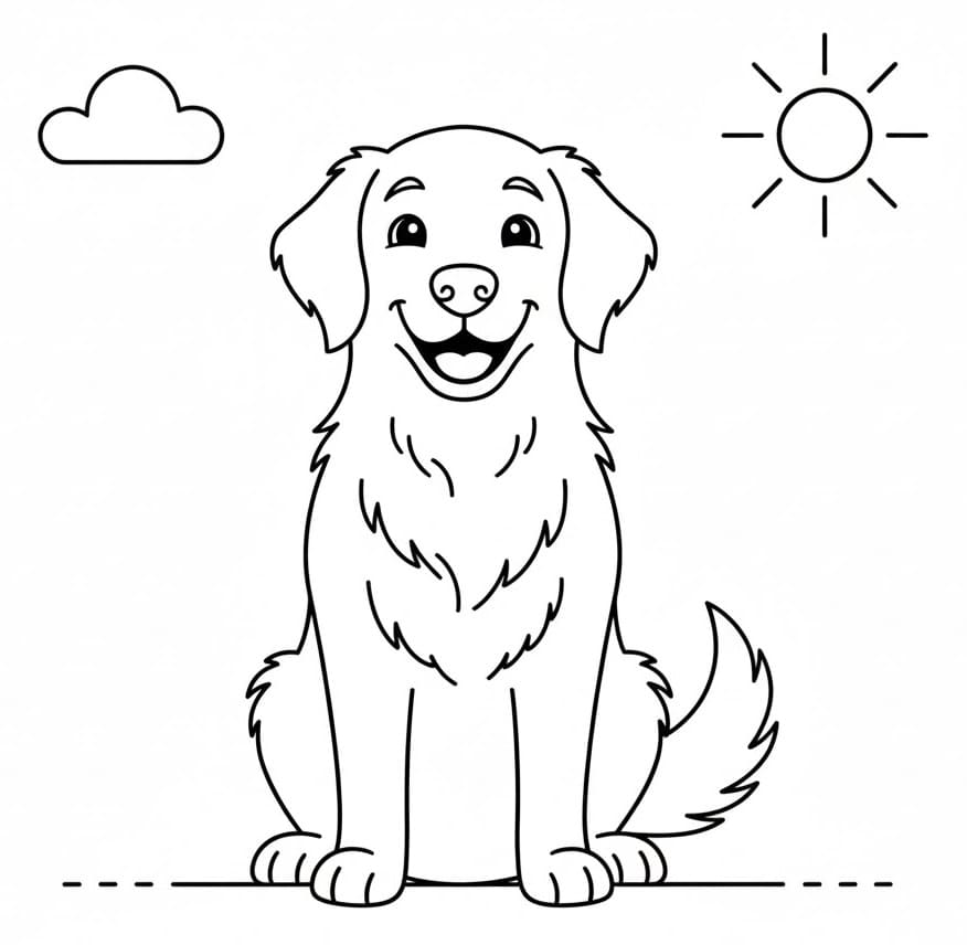 Golden Retriever Renklendir Boyama Sayfası