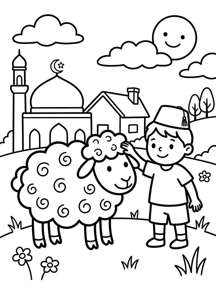 Kurban Bayramı Resmi Boyama Sayfası