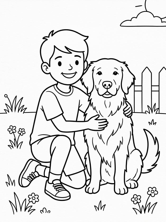 Şirin Golden Retriever Boyama Sayfası
