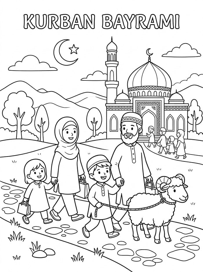 Şirin Kurban Bayramı Boyama Sayfası