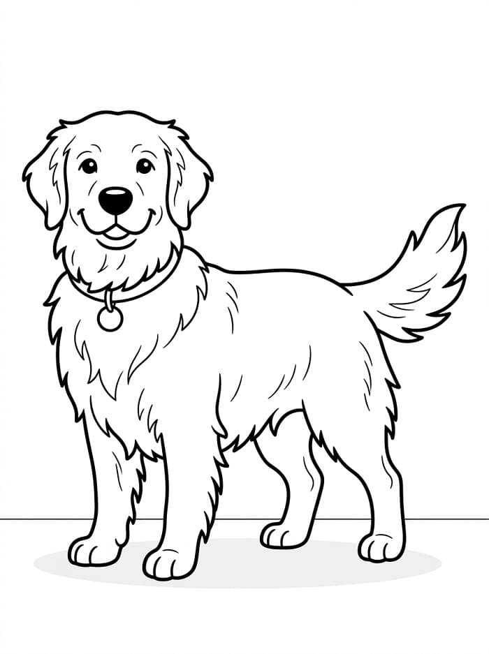 Tatlı Bir Golden Retriever Boyama Sayfası
