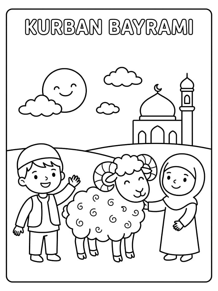 Ücretsiz Kurban Bayramı Yazdırılabilir Boyama Sayfası