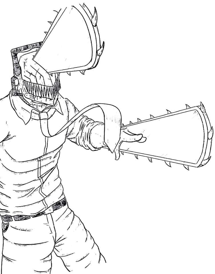 Yazdırılabilir Bedava Chainsaw Man Boyama Sayfası