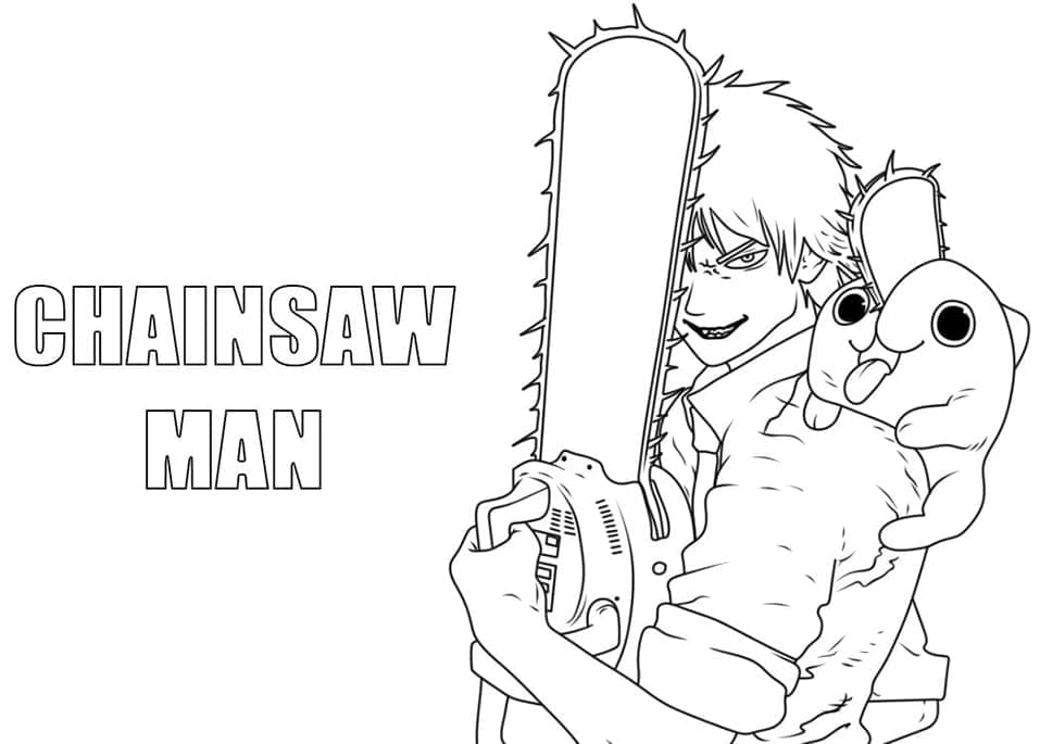 Yazdırılabilir Chainsaw Man Çocuklar İçin Boyama Sayfası