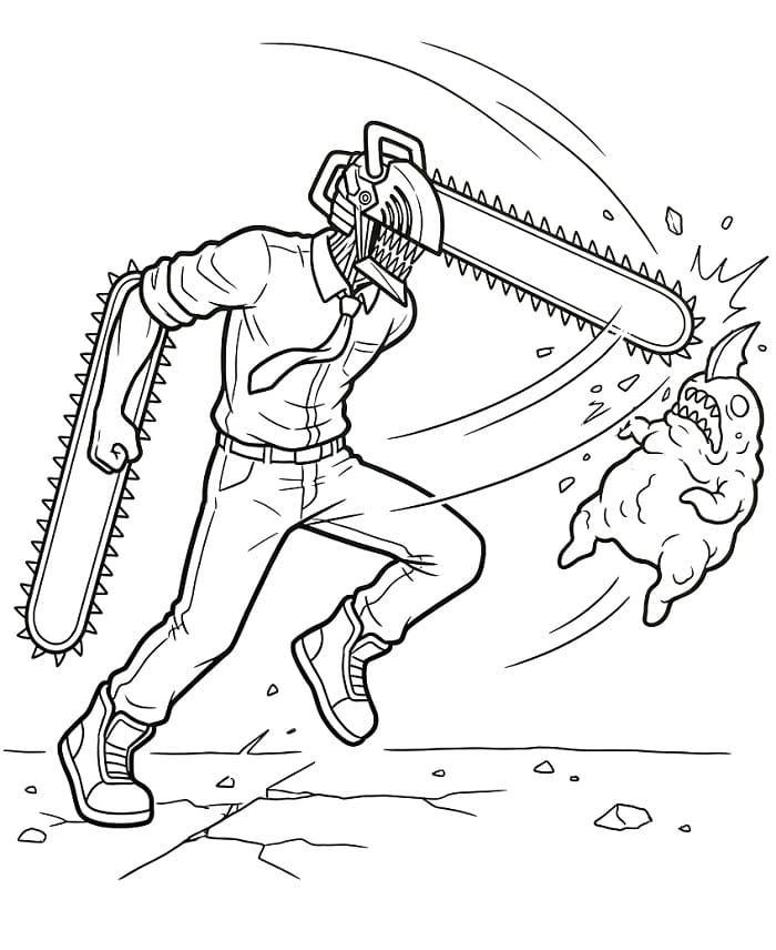 Yazdırılabilir Chainsaw Man Boyama Sayfası