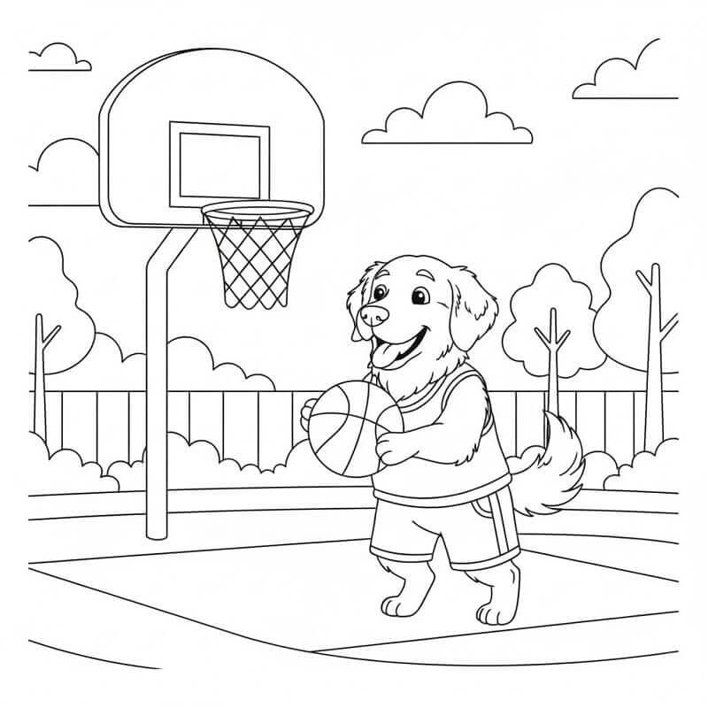 Yazdırılabilir Golden Retriever Bedava Boyama Sayfası