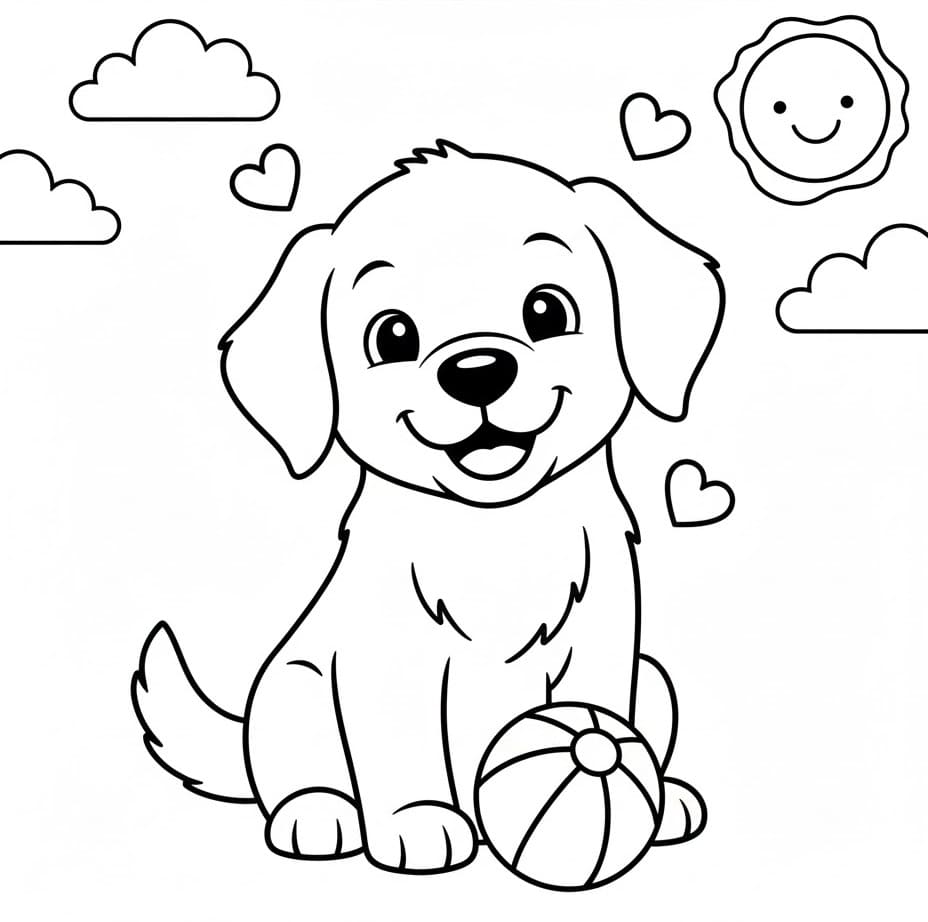 Yazdırılabilir Golden Retriever Çocuklar İçin Boyama Sayfası