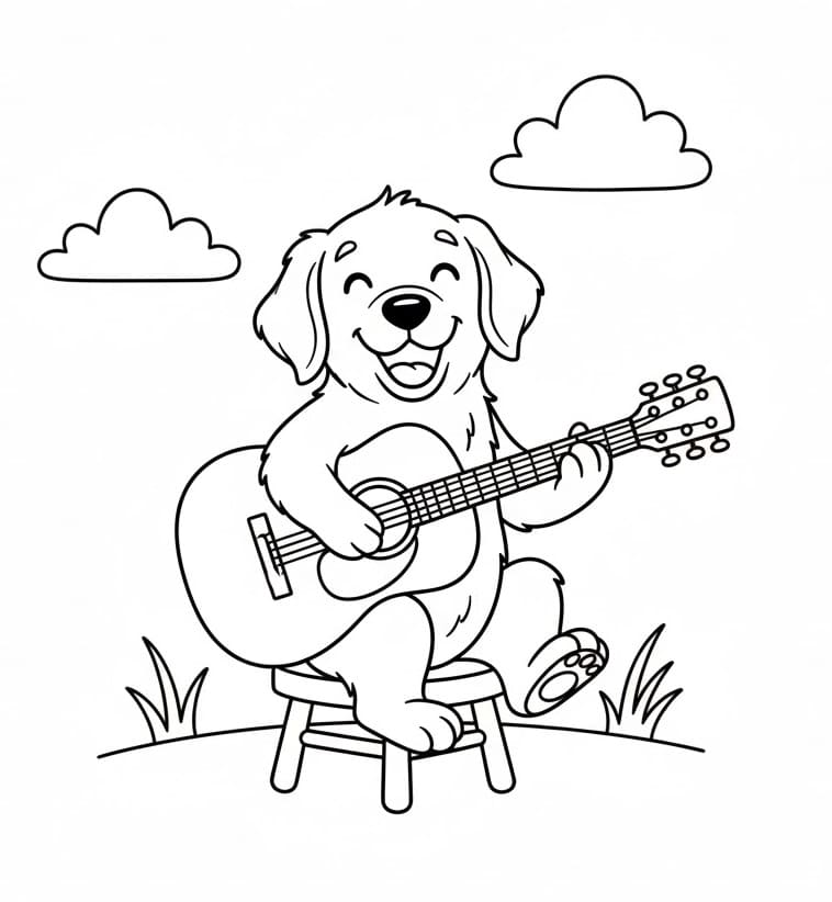 Yazdırılabilir Golden Retriever Resim Boyama Sayfası
